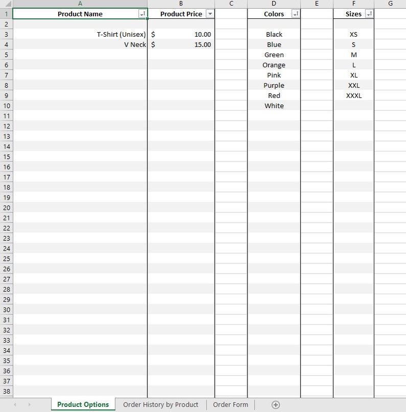 Excel TShirt Order Form Template Saves as PDF Etsy Excel TShirt Order Form Template Saves as PDF Etsy