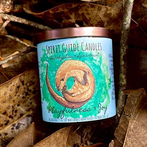 Otter Spirit Guide Intention Candle-Reiki Infused-All Natural,Essential oil,Soy Wax, Vegan, Magic Healing Intention, Spiritual Handmade Gift