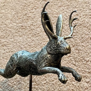 Jumping Jackalope mini statue