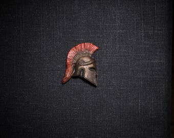 Spartan helmet magnet side profile bronze or steel finish