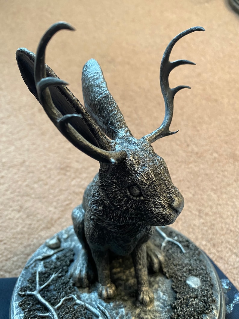 Jackalope Statue chocolate Bunny Pose Etsy
