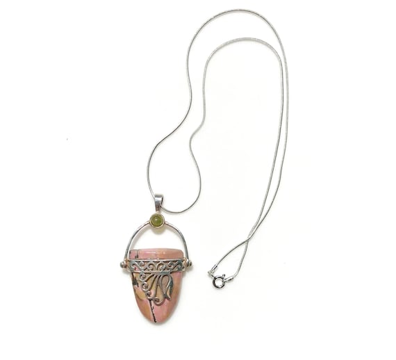 Vintage Rhodonite Statement Necklace, Pink Rhodon… - image 9