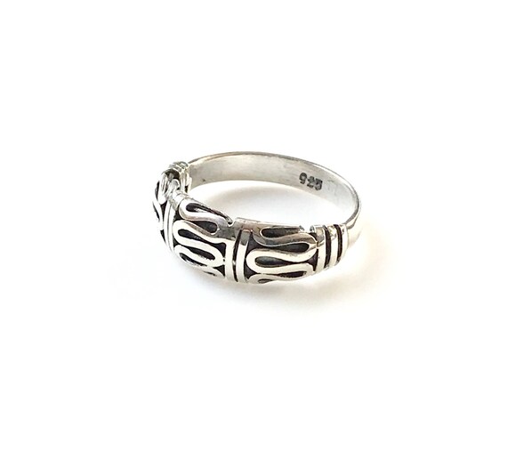 Vintage Silver Wrapped Band Ring, 925 Sterling Si… - image 1
