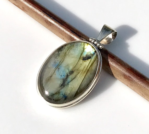 Natural Labradorite /& Green Amethyst Gemstone 925 Sterling Silver Plated Heart ShapePendant Vintage Pendant Tribal Jewelry Mother/'s day Gift
