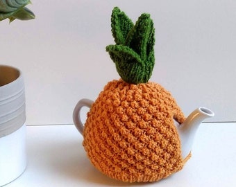 Pdf tea cosy pattern to knit a 4-6 cup and a 1-2 cup pineapple teapot cosy, Medium size and small sizes pineapple tea cosy knitting pattern