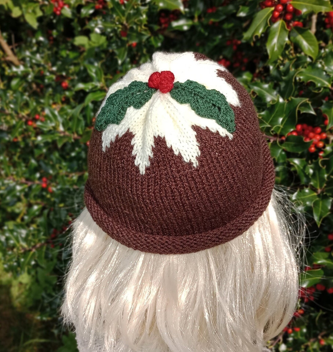 Christmas Pudding Hat Knitted Acrylic Xmas Pudding Beanie Etsy Australia