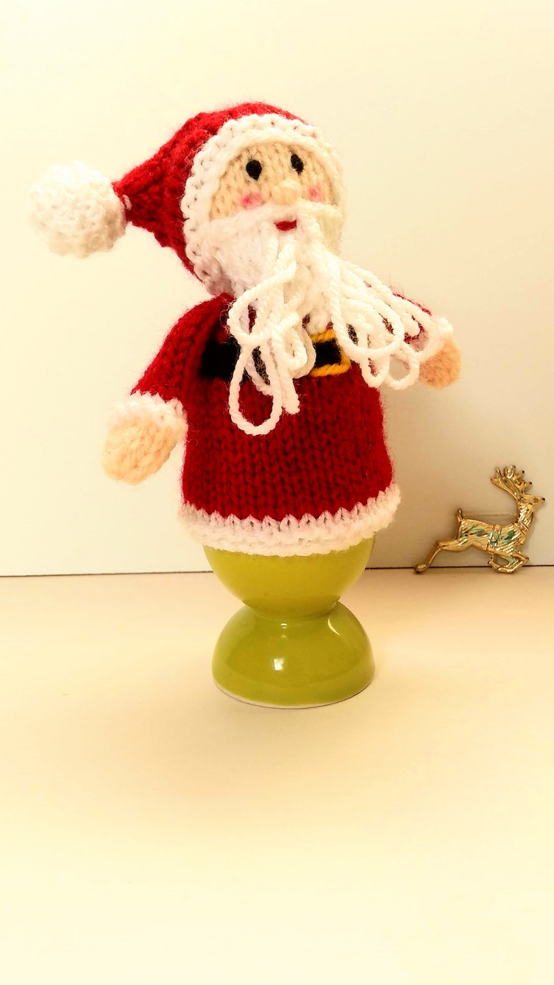Knit a Santa egg cover Santa Claus egg cosy knitting pattern Instant download PDF Father Christmas egg cosy knitting pattern