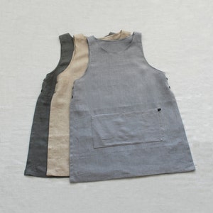 Japanese apron Painting Present Beige Gift Linen aprons Eco friendly Natural Linen dress