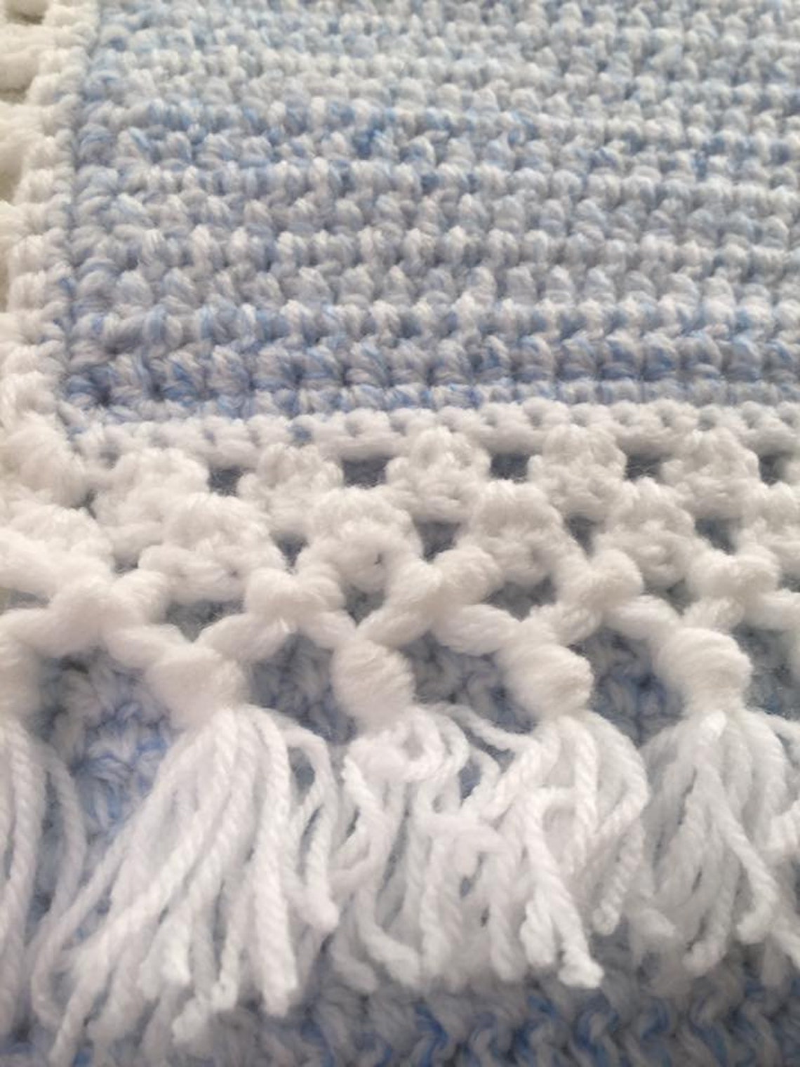 Crochet Baby Blanket Crochet Blanket Blue and White Baby Etsy