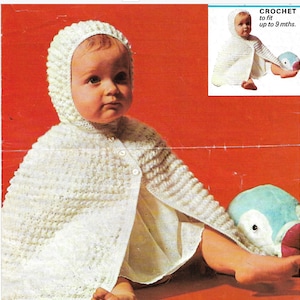 Vintage Crochet Pattern, Hooded Cape, Baby Cape, Digital Download, PDF