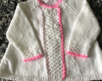 Hand Knitted Baby Cardigan, Baby Sweater, Baby Jumper, Crochet Coat, Crochet Jacket