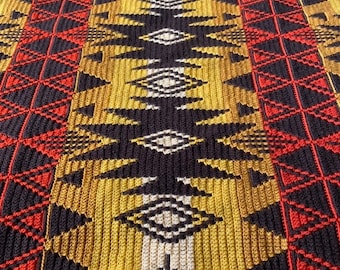 Manta de ganchillo de mosaico hecha a mano, afgano multicolor, manta de bebé, manta de estilo nativo, manta de Montana, manta de estilo suroeste