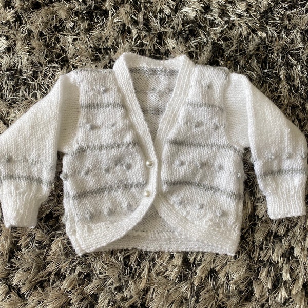 Hand Knitted Baby Cardigan, Baby Sweater, Baby Jumper