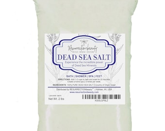 100% Pure Dead Sea Salt | Authentic Raw Bath Salts for Home Spa and Salt Scrub | Bulk Bath and Foot Soak | 2 lb | by RESURRECTIONbeauty