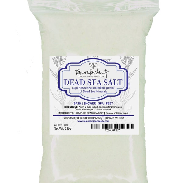 100% Pure Dead Sea Salt | Authentic Raw Bath Salts for Home Spa and Salt Scrub | Bulk Bath and Foot Soak | 2 lb | by RESURRECTIONbeauty