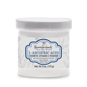 100% Pure L-Ascorbic Acid (Cosmetic Vitamin C Powder for Face) to Make Your Own Serum, Skincare Mask Treatment, & Hyaluronic Serum, 6 OZ