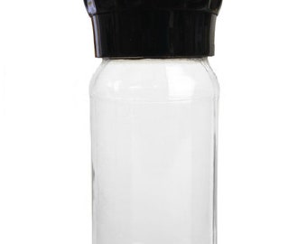 Glass Salt, Spice or Pepper Mill - Four Ounce Glass Bottle with Black Grinder Mechanism
