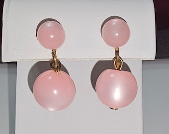 Pink Moonstone Screw Back Earrings