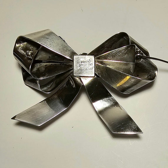Hobe Rose with Bow Sterling Silver Pin Brooch Vic… - image 2