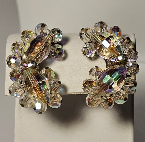 Alice Caviness Crystal Rhinestone Clip On Earrings - image 1