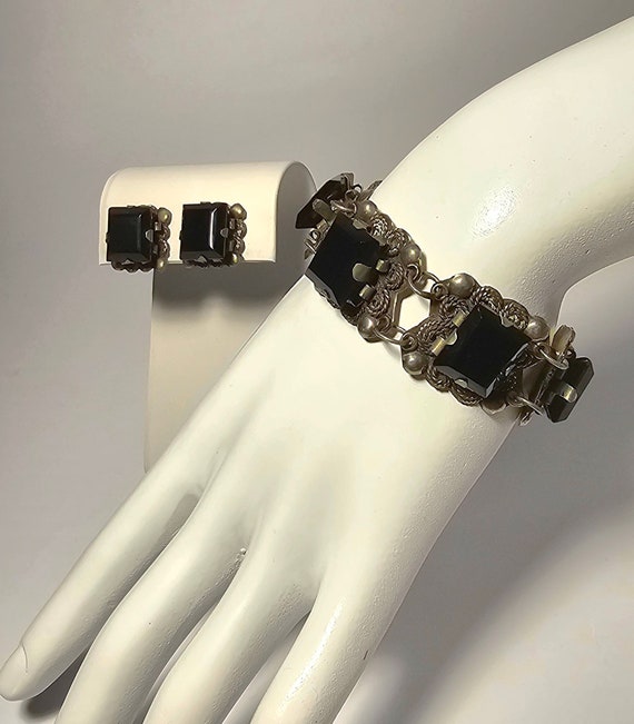Sterling Silver Mexico Amethyst Bracelet and Scre… - image 1