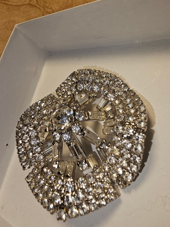 Kramer Rhinestone Domed Pin Brooch Clip On Earring