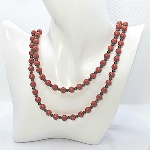 Red Glass Bead Necklace 1920s Opera Length 50&quot; Stunning Vintage Costume Collectible Fashion Jewelry Perfect Gift for Her
