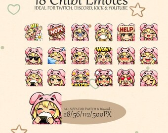Chibi | Emote Bundle | Twitch & Vtuber Streamers [18] - Etsy