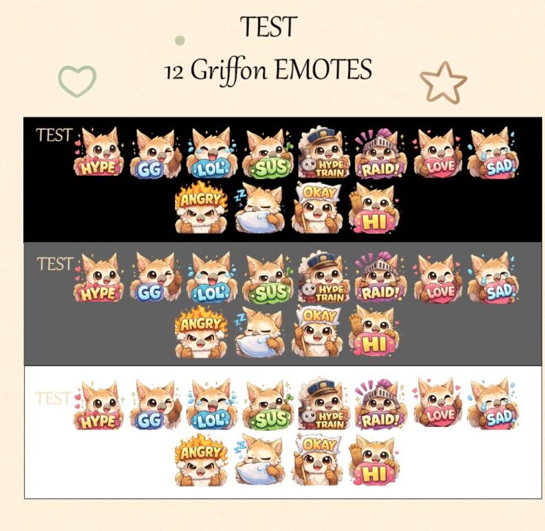 Chibi | Griffon | Emote Bundle | Twitch & Vtuber Streamers [12] - Etsy