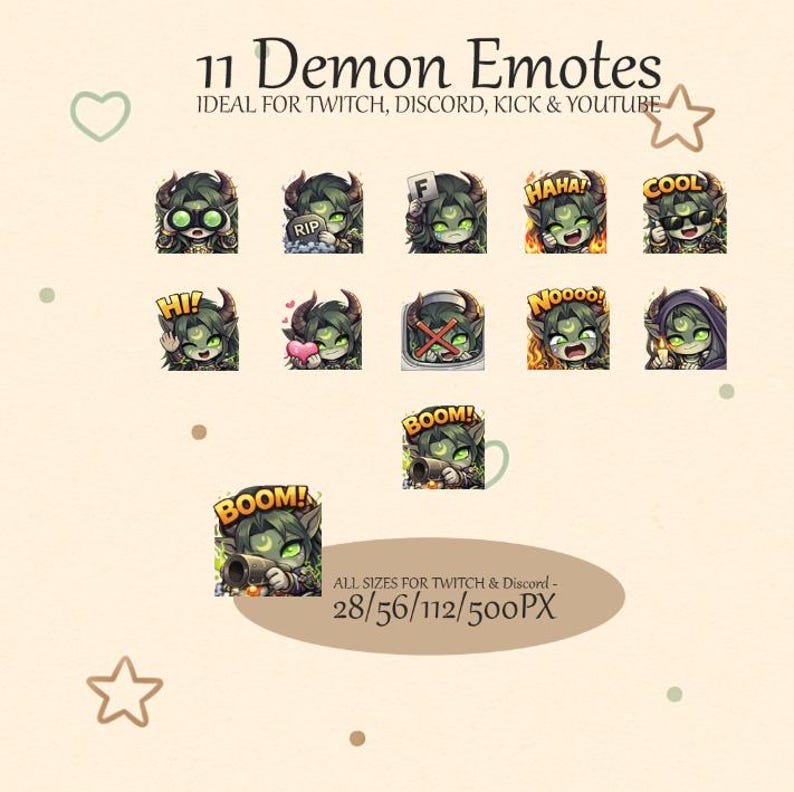 Chibi | Wow | Demon | Emote Bundle | Twitch & Vtuber Streamers [11] - Etsy