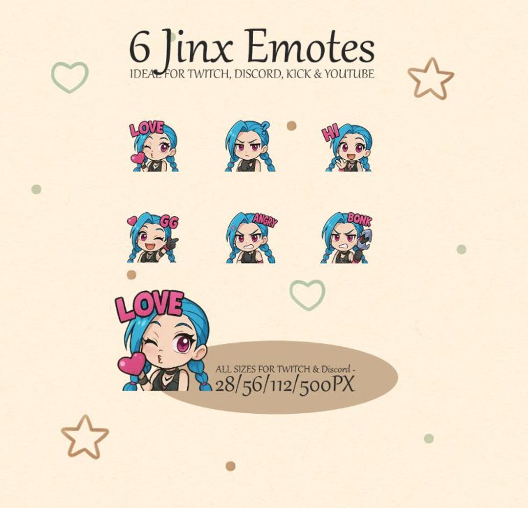 Chibi | Lol | League of Legends | Jinx | Emote Bundle | Twitch & Vtuber ...