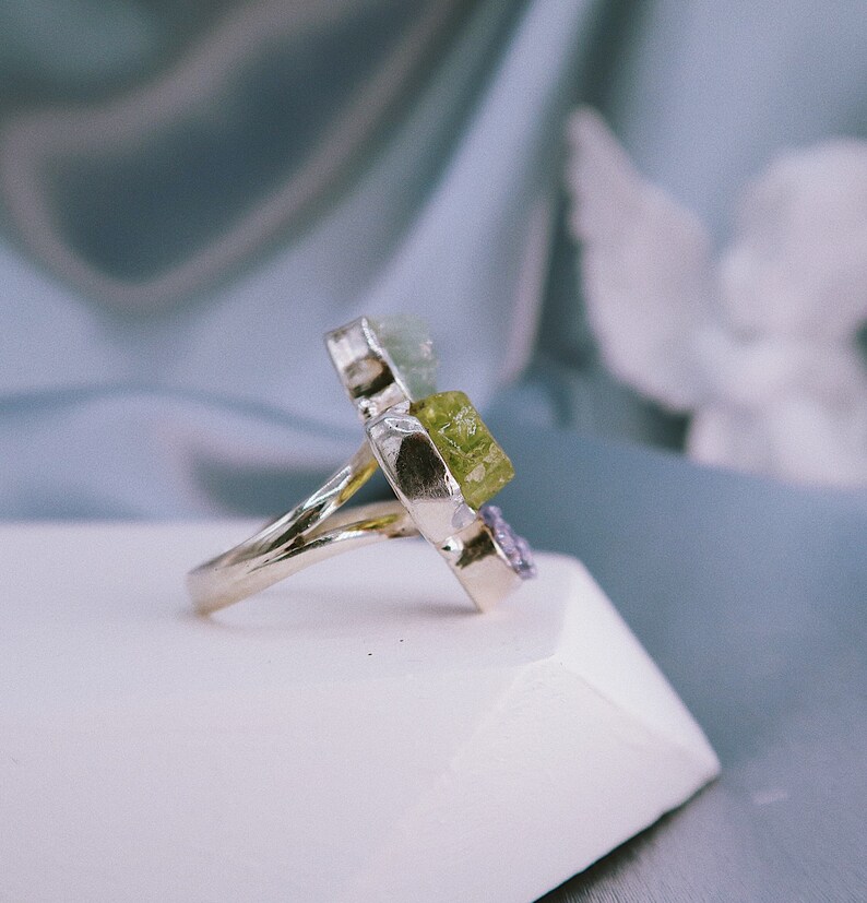 925 sterling silver gemstonecrystal ringstackinglayeringroughrawtourmalinesize 5.5