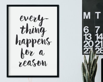 Everything Happens for A Reason Print Motivational Poster - Etsy