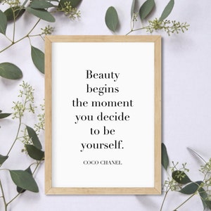 Vinyl Wall Decal Beauty Begins The Moment You Decide to Be Yourself Coco  Chanel Quote Girl's Room Vinyl Decor Sticker BR1966