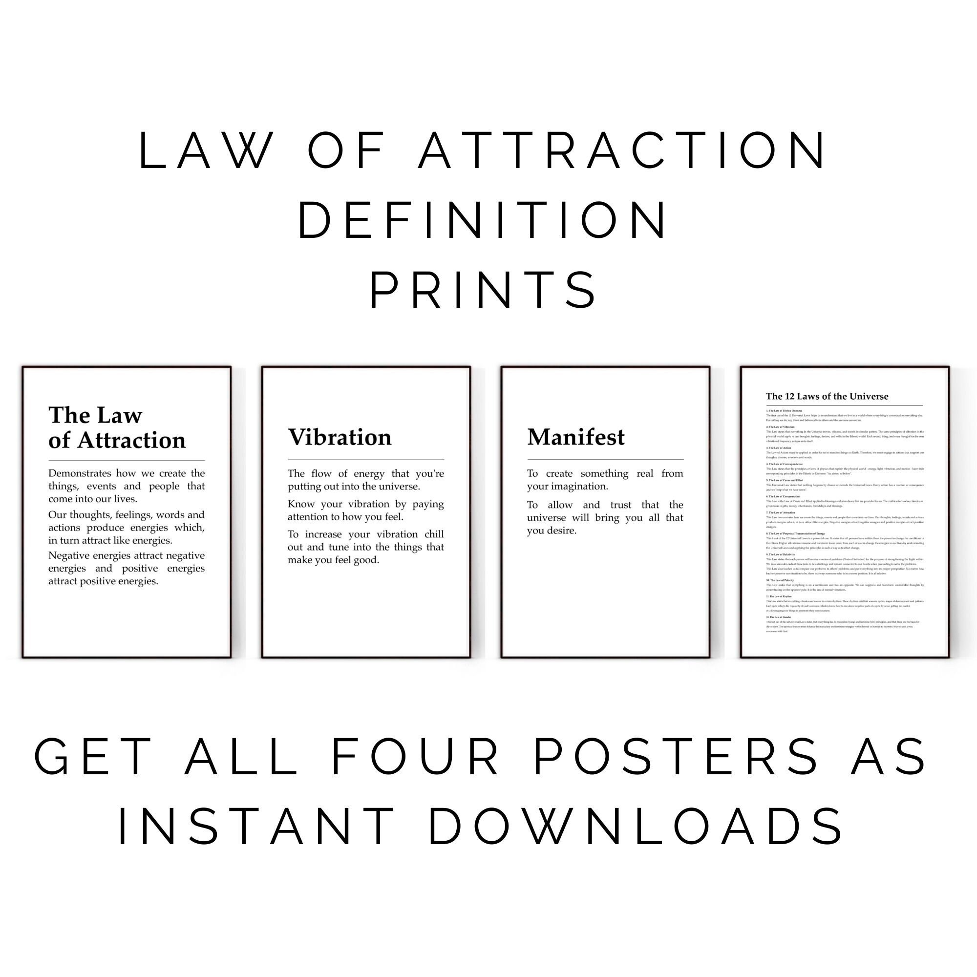Law of Attraction Definition Print Bundle | Instant Download