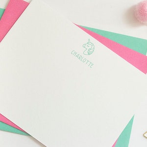 Personalisiertes Briefpapier | Einhorn Briefpapier | Kinderschreibwaren-Set | Einhorn Grußkarten | Kinder Briefpapier | Briefpapier für Mädchen