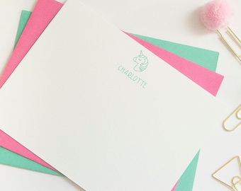 Personalized Stationery  | Unicorn Stationery | Children's Stationery Set | Unicorn Note Cards | Kid's Stationery | Stationery for Girls