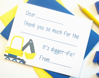 Children's Thank You Notes | Children's Stationery | Fill in the Blank Thank You Notes | Children's Note Cards | Boys Truck Stationery