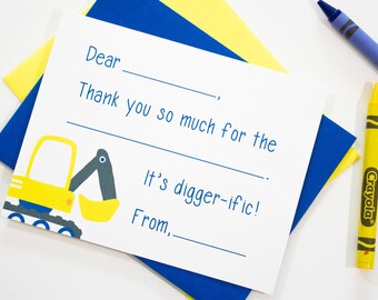 Children's Thank You Notes | Children's Stationery | Fill in the Blank Thank You Notes | Children's Note Cards | Boys Truck Stationery
