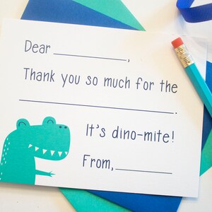 Biglietti di ringraziamento per bambini / Cancelleria per bambini / Biglietti di ringraziamento con spazi vuoti da riempire / Biglietti di auguri per bambini / Cancelleria per bambini con dinosauri