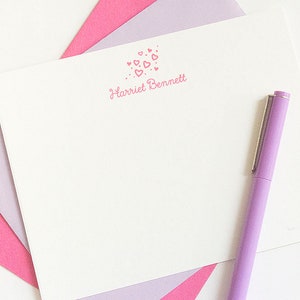 Personalisiertes Briefpapier | Herzen Briefpapier | Mädchens Briefpapier-Set | Grußkarten | Kinder Briefpapier | Kinderschreibwaren