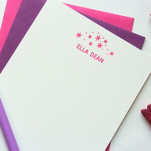 Personalisiertes Briefpapier | Briefpapier Set | Kinderschreibwaren | Stern in Briefpapier | Stern-Grußkarten | Personalisiertes Schreibwaren-Set für Kinder