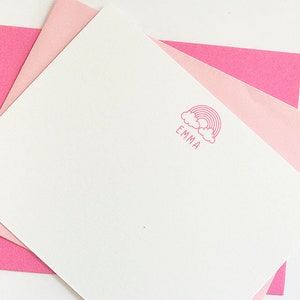 Personalisiertes Briefpapier | Regenbogen Briefpapier | Kinderschreibwaren-Set | Regenbogen-Grußkarten | Neugeborenen Briefpapier | Neugeborenen Grußkarten