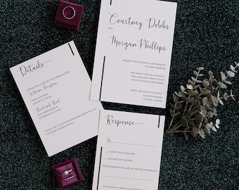 Minimalist Wedding Invitation, Simple Wedding Invitation, Black and White Wedding Invitation