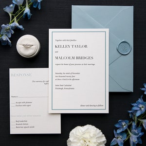 Simply Dusty Blue Wedding Invitation