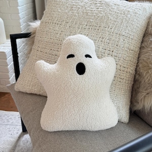 Handmade Sherpa Ghost Pillow: Halloween Decor, Cozy Throw Pillow For Fall - SHIPS FAST!
