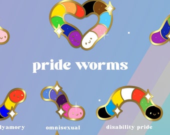 Pride Worm Pins ~ LGB LGBTQ enamel pins :D