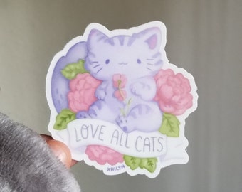 Love All Cats ~ Weatherproof Vinyl Sticker