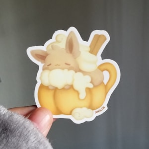 Pumpkin Spice Eevee ~ Weatherproof Vinyl Sticker