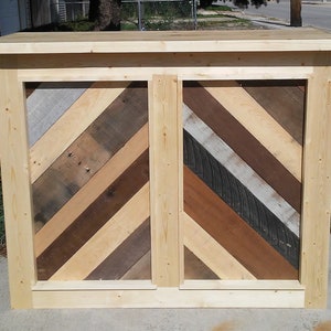 Reclaimed Wood Home Bar, Portable Bar, Standing Desk, Coffee Station, Retail Counter, Rustic, Farmhouse, portable, Entryway, Custom, Chevron